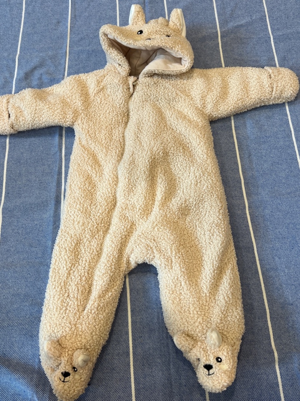 Plush Teddy Sherpa Baby One-Piece - Cream